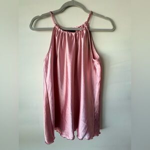 Pink Satin Sleeveless Top